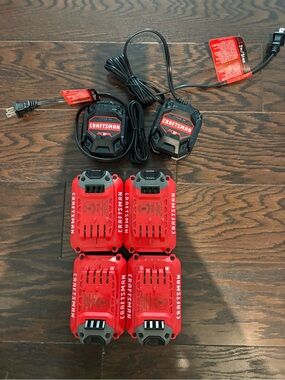 4 Pack 20V GENUINE Craftsman V20 2.0Ah Li-ion Battery CMCB204 CMCB205 2 Chargers